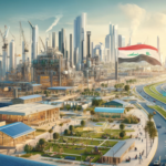 A digital sign reading 'Stay in Iraq' promotes the country's progress and development, encouraging optimism and growth